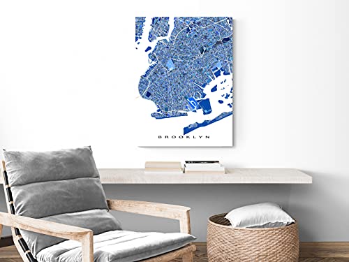 Brooklyn Map Poster 24X36, Brooklyn Map Wall Art Print 8X10, Handmade Blue Geometric Brooklyn Nyc Map Artwork, New York City By Maps As Art #TOP2