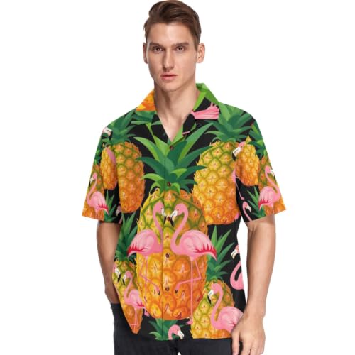 Chemise hawaïenne flamant rose GuoChe vêtement d'été respirant manches courtes
