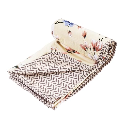 Image of Amazon Brand - Umi Blanket for Single Bed, 120 GSM Microfiber 2 Layered Quilted Dohar, Soft Lightweight Reversible Printed AC Blanket Single Bed for All Season (Mustard, 152 x 225 cm)
