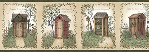 Chesapeake-CTR50321B-Fisher-Sage-Country-Outhouses-Wallpaper-Border Chesapeake CTR50321B Fisher Sage Country Outhouses Wallpaper Border