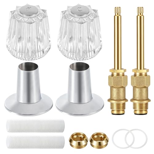 Vayolli 2 Piece Bathtub Shower Knob Replacement Kit for Price Pfister Verve and Windsor Tub/Shower Faucet Handle, Remodel/Rebuild Trim Kit with Hot & Cold Shower Knobs, Clear Acrylic (Clear Acrylic)