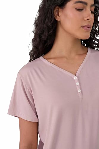 Image of Joyaria Cooling Pajamas Bamboo Viscose PJs Bermuda Shorts Set Women Henley Neck Summer Moisture Wicking Sleepwear