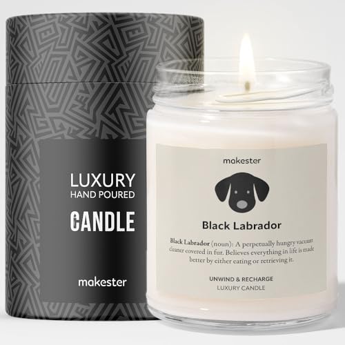 Black Labrador Gifts - Luxury Soy Wax Candle - Vanilla, Jasmine, Sugared Almond - Makester