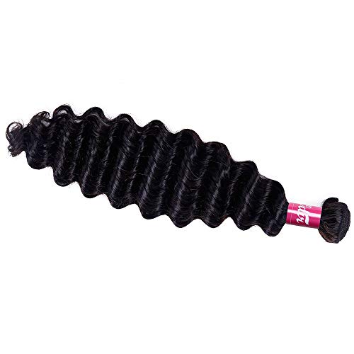 Brazilian Human Hair Deep Wave Bundles 1 Bundle 26 Inch Deep Curly Hair Weave Bundles 9A Unprocessed Brazilian Deep Wave Remy Virgin Human Hair Natural Color