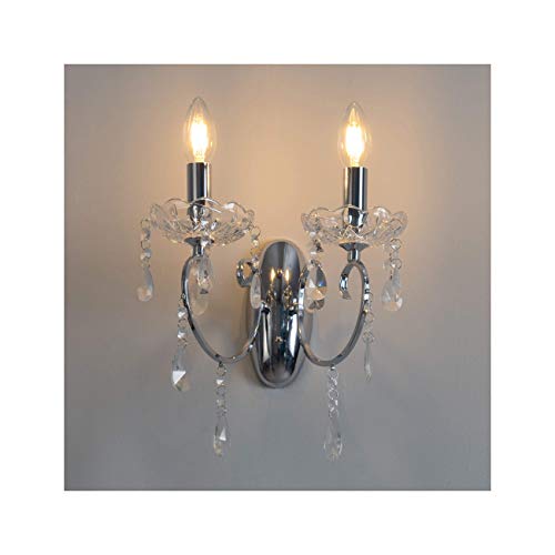KOSILUM - Applique 2 bras cristal baroque pampilles argent - Pavia - Lumière Blanc Chaud Eclairage Salon Chambre Cuisine Couloir - 2 x 40W - - E14 - IP20