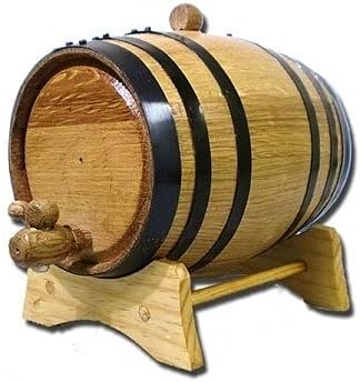 2 Liter Oak Aging Barrel with Wood Stand, Bung & Spigot - Mini Whiskey Barrels for The Home Alcohol Distiller, Moonshiner & Winemaker - Age Cocktails, Bourbon, Whisky, Tequila, Rum, Mead Wine (2L)