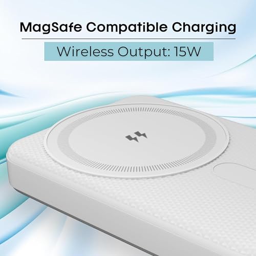 Image of JUICE OJP1001-10000 mAh Magnetic 15W Wireless Output Magsafe Power Bank | 22.5 Wired Output Compatible with iPhone 12 & Above | Type-C Input /Output (White)