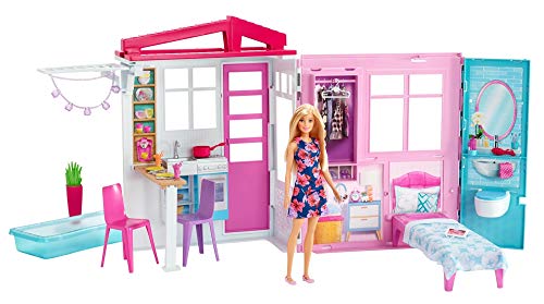 Barbie ​Loft con Bambola, Casa a 1 Piano, Portatile con Piscina e Accessori, Giocattolo per Bambine da 3 + Anni, FXG55, Imballaggio Standard