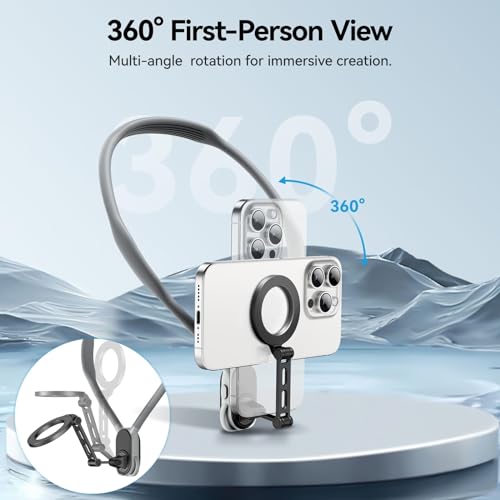 AuyKoo MAX Magnetic Neck Phone Holeder, POV/Vlog Selfie Hand Free Neck Phone Holder, Magnetic Attraction Cell Holder - Image 3