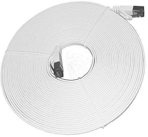 10m CAT7 Ethernet Gigabit LAN Netzwerkkabel/Flachkabel Verlegekabel RJ45 10/100/1000 Mbit/s Patchkabel flach Swittch/Router/Modem/Patchpannel/Access