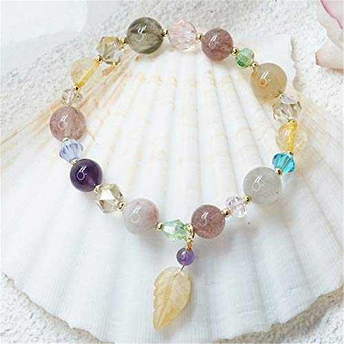 Quartz fraise et améthyste en bracelet Feng Shui MOCHAMIK, le cadeau spirituel idéal