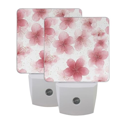 Lámpara de noche decorativa flores tono rosa
