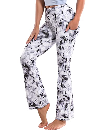 Image of BUBBLELIME 29 inch /31 inch /33 inch /35 inch /37 inch Women High Waist Bootlegs Yoga Pants Tummy Control Bootcut Workout Flared Out Pockets