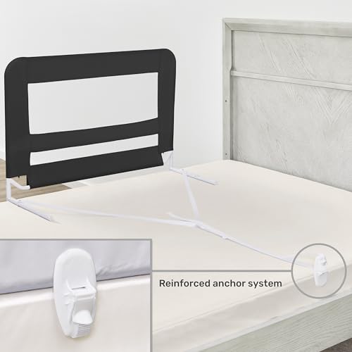 Image of Dream On Me Mesh Security Bed Guard Rail for Toddlers 2-5 Years, Fits Twin-King Beds, Reinforced Anchor System, 2 Adjustable Heights, Black, Not for Cribs /Toddler Beds