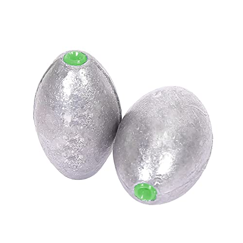 Atibin Removable Egg Lead Fishing Sinkers Saltwater Fishing Oval Sinkers Shot Drop Weight Sinker Set 10pcs 3/4oz