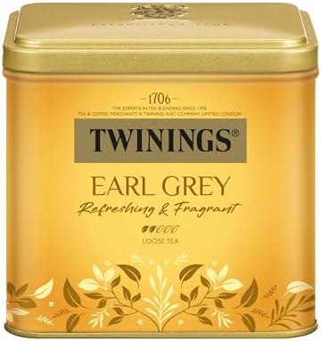 Twinings EARL GREY Schwarzer Tee lose in der Tee-Dose verfeinert mit Bergamotte-Aroma - weltbekannt & ausgesprochen erfrischender Schwarztee aus China (500g)