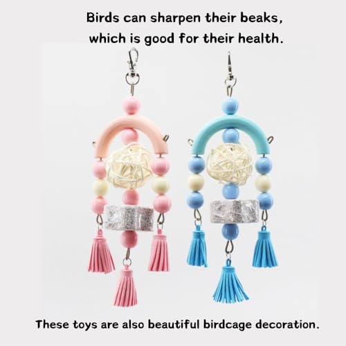 Image of 3PCS Bird Toys Bird Foraging Toys Chewing Hanging Birdcage Swing Cage Accessories Parrot Climbing Ladder for Conure Parakeet Cockatiel Budgies Lovebird Parrotlet (Purple)