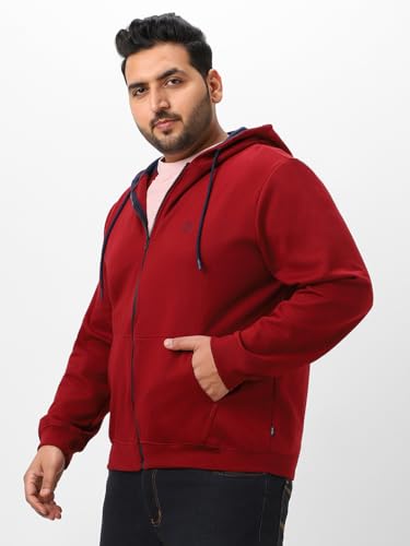 Image of Urbano Plus Men's Cotton Zippered Hooded Casual Winterwear Sweatshirt