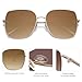 SOJOS Trendy Oversized Square Metal Frame Sunglasses for Women Men Retro Big Flat Lens UV Protection Sunglasses SJ1146, Gold Frame/Brown Grading Lens