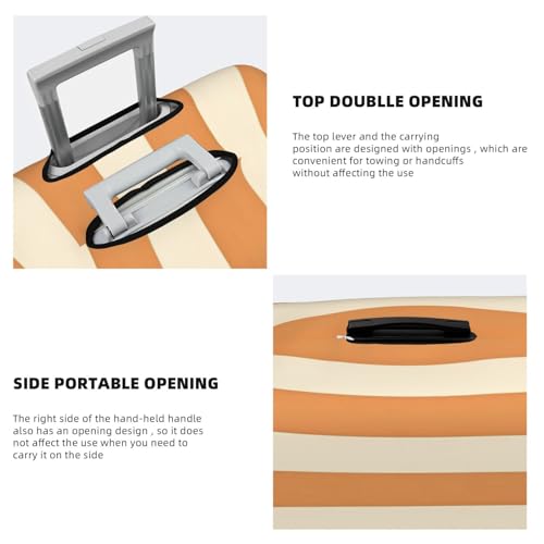 Orange Brown Geometric Stripes Travel Luggage Cover Elastic Suitcase Covers Washable Anti Scratch Luggage Dust Covers Protector, Fits 22-24 inch Luggage, M4