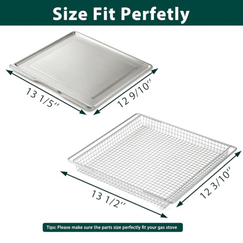 Image of 304 Stainless Steel SP301 SP201 SP351 Crumb Tray Air Fryer Basket Replacement Parts for Ninja Air Fryer Tray Foodi Dual Heat Air Fry Oven FT205CO SP251Q FT301 FT201A Toaster Catch Drip Pan 2 Pcs