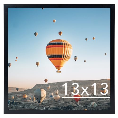 Image of JCJMY 13x13 Picture Frame Black for Wall Hanging, Wall Mounting Horizontally or Vertically, 13 x 13 Square Wall Gallery Poster Photo Frame with Shatter Resistant Plexiglass, Black