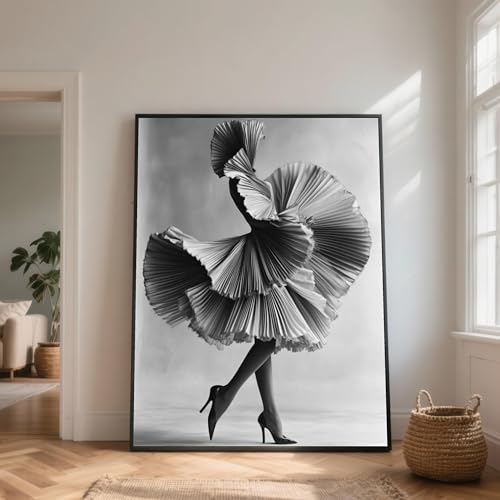 Affiches et impressions de robes plissées photo noir et blanc art mural de chambre 20x30cm