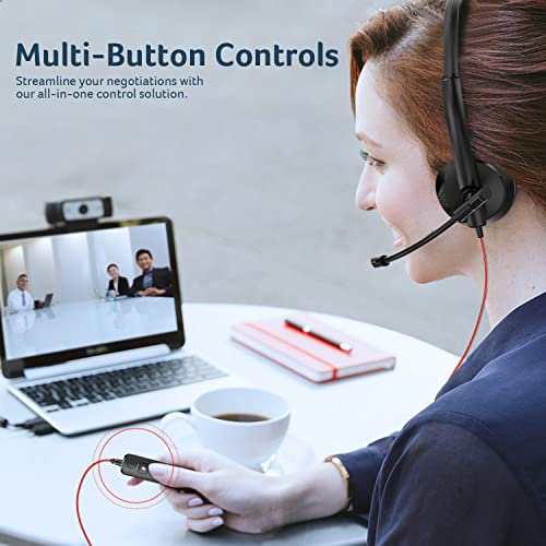 Nubwo Hw03 Usb Headset With Microphone For Pc With In-Line Control,Wired Headphones With Mic For Mac,Laptop,Smartphone,Business & Students Essentials #TOP4