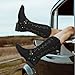 SheSole Ladies Square Toe Cowboy Boots for Women Wide Calf Western Fashion Cowgirl Shoes Black US 7