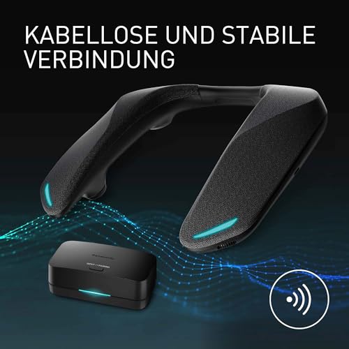 Panasonic SC-GNW30EG SoundSlayer Tragbarer kabelloser Gaming-Lautsprecher mit KI-Mikrofon mit Geräuschunterdrückung, 2,4 GHz, 4-Lautsprechersystem, LED, USB-C, PC/PS4/5/Switch/Xbox/TV, Schwarz