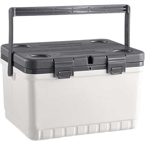 otoye 多層温度ロックで保冷力持続。耐圧縮・耐落下性。厚みのあるハンドルとカップホルダーデザイン,保冷剤付きで使いやすい。小型で高機能なクーラーボックスで外出時に便利です。 (ホワイト,13.5L:39x23x27cm)