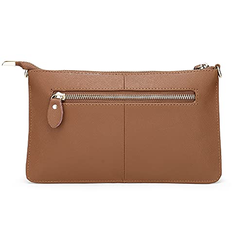 Image of YALUXE Genuine Leather Wristlet Handbags Purses Cell Phone Pocket Clutch Wallet Crossbody Bags for Women