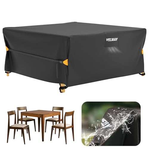 Velway Funda para Muebles de Jardín Impermeable - Funda Mesa Jardin de Exterior Cubierta Protectora a Prueba de Viento para Muebles de Jardín Cuadrado (Negro 200x200x71cm)