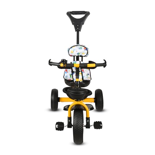 Image of Tricycle 1 Years to 5 Years with Removable Safety Guard and Parental Control Back Side Push Handle with Rubber Tyre for Kid's CR07 (Yellow 2)