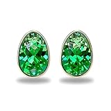 Pendientes 925 para mujer, minimalistas de cristal verde esmeralda, regalos de cumpleaños para ella, caja de regalo de joyería incluida, aretes de siesta de joyería para uso diario
