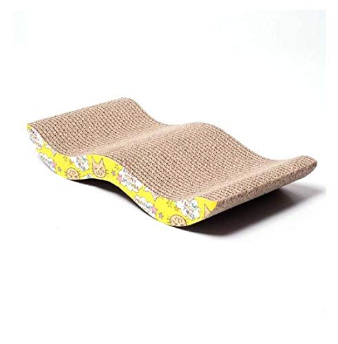 Mumoo BearCat Scratcher Cardboard with Catnip, Pack of 1 Recycle Corrugated Cat Scratching Board, Reversible Replacement Pad Lounge, Cute Wave Design