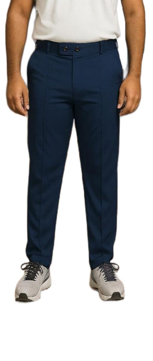 Anouk Men's Modern Comfort Trouser | Soft Fabric Regular Fit Pants-N.Blue-34 in blue