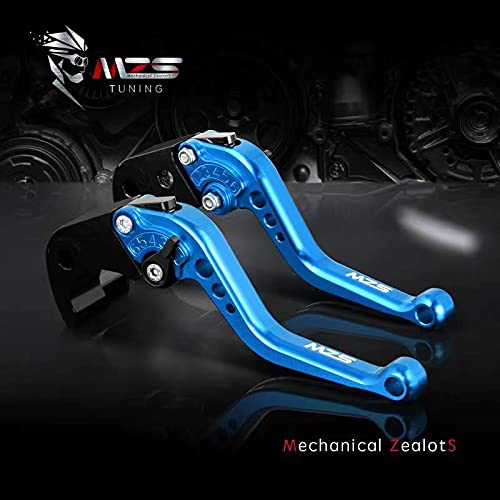 Image of MZS Motorcycle Brake Clutch Levers Short Adjustable CNC Blue Compatible with MT07 FZ07 14-25 / FJ09 FZ09 MT09 Tracer 15-20 / Tenere 700 19-24 / XSR700 16-25 / XSR900 16-21