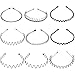 Produktbild Metall-Haarreifen, 9 Stück, schwarz, mehrere Stile, Wellen-Kopfbügel, Zubehör für Damen und Herren, unisex, flexibler Kamm, Haarband, Zubehör für Jungen und Mädchen