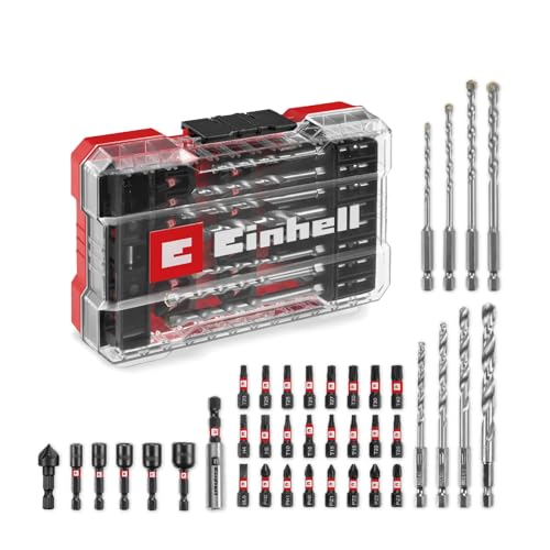 Original Einhell M-CASE 39-tlg. schlagfestes Zubehör-Set (25-mm-Bits, Metallbohrer, Universalbohrer, 60-mm-Bithalter, Steckschlüssel, Senker inkl. Aufbewahrungsbox)