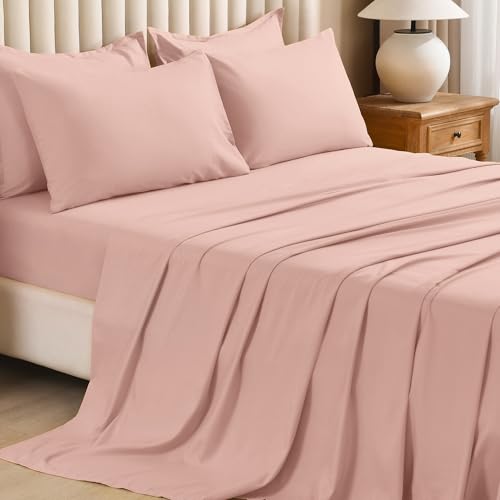Image of Litanika Comforter Queen Size Set Blush Pink - 7 Pieces Bed in a Bag Queen Bedding Comforter Sets, Plain Lightweight Bed Set with Comforter, Sheets, Pillowcases & Shams