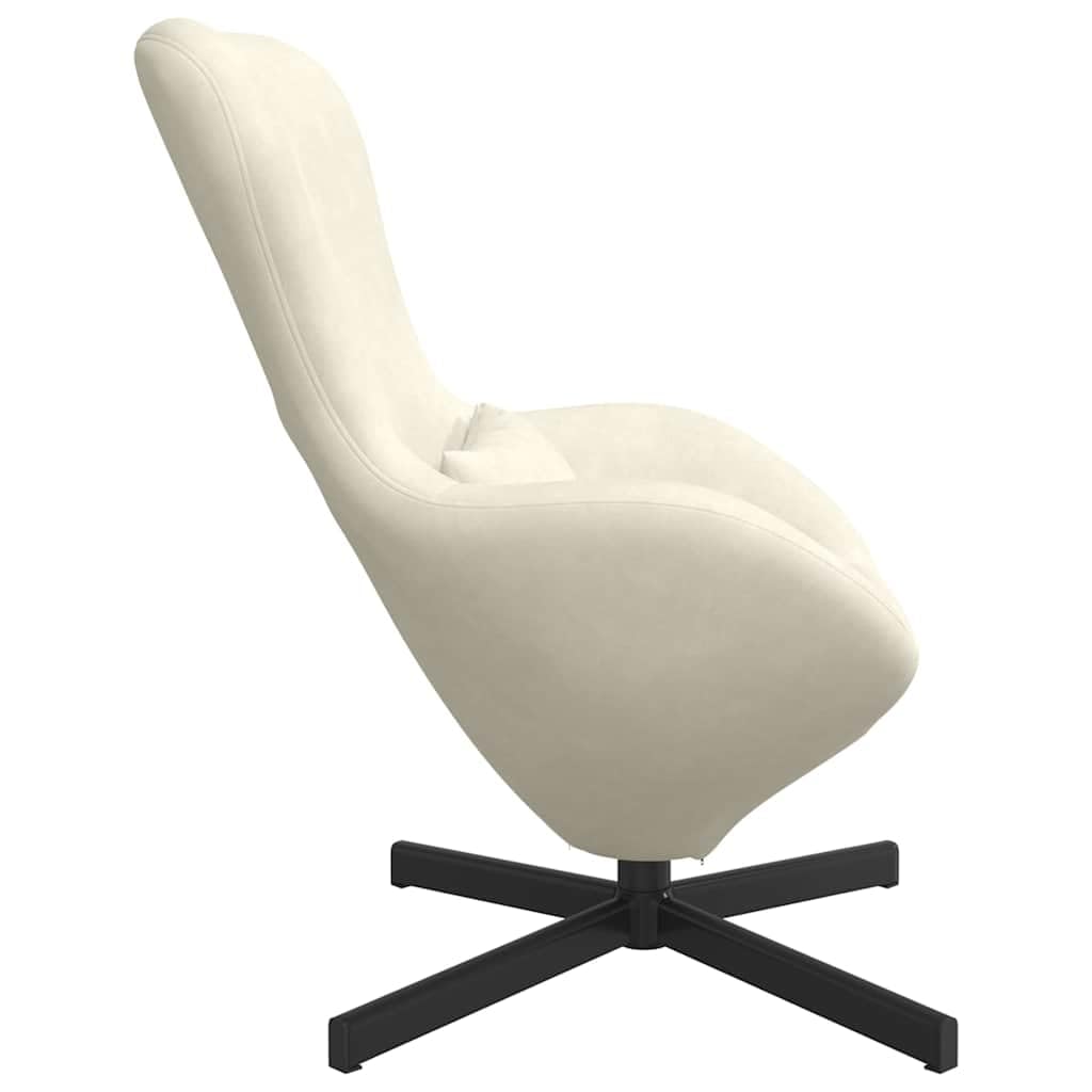Poltrona a uovo color crema in velluto con telaio in metallo, 63 x 73 x 90 cm, moderna sedia lounge per soggiorno, camera da letto, relax, lettura, comfort, ergonomica