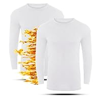 Pack of 2 Unisex Children Kids Winter Thermal Underwear Vest Boys Girls Round Neck Long Sleeve Thermal Baselayer T-Shirt Top (UK, Age, 6 Years, 7 Years, Regular, White)