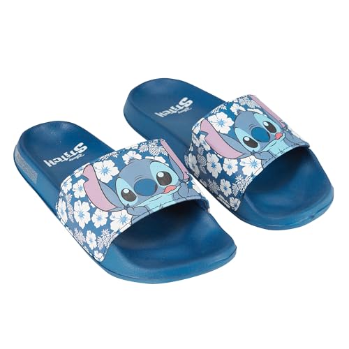Disney Damen Lilo and Stitch Slides – Damen Klassische Lilo und Stitch Slide Sandalen Lilo und Stitch Slip On Slides Schuhe, blau, 39 EU