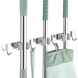 Kulemax Mop and Broom Holder Wall Mount Heavy Duty, Premium Stainless Steel Utility Rack for Tools...