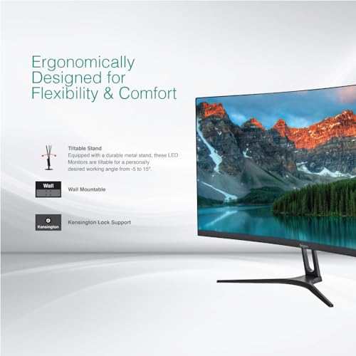 Image of FINGERS Satin-Curve-2421 Curved LED Monitor (23.81, 60 cm) with 1920 x x1080 FHD Resolution, Ultra-Slim Design, VGA + HD Interface + VGA Output, Wall mountable, 100 Hz Refresh Rate.