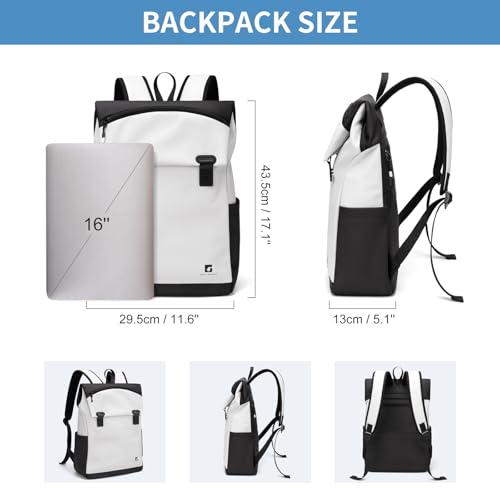 GOLF SUPAGS Laptop Backpack 16 Inch Notebook Travel Casual Daypacks Work Bag for University College Business (Black & White)2