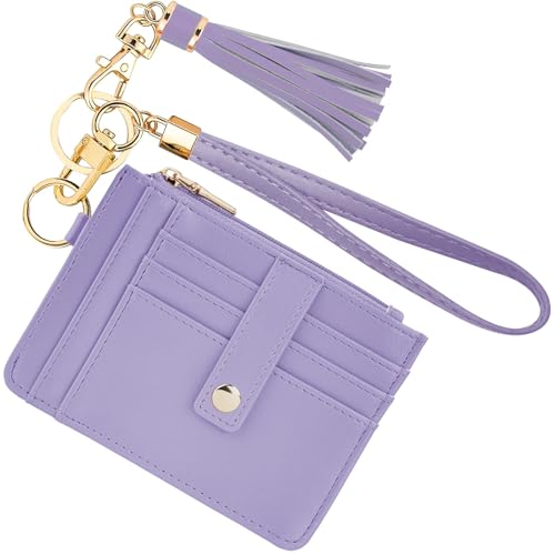 Image of KNGITRYI Small Wristlet Wallets for Women RFID Credit Card Holder Wallet Keychain Wristlet Wallet Credit Card Wallets for Women (Purple)