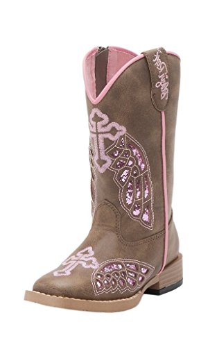 M&F Western Blazin Roxx Girls' Gracie Wings And Cross Inlay Boot Brown 12 D(M) US