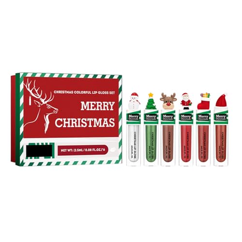 6 PCs/Set Coloración Hidratante Labial Mate Pintalabios Navidad Colorido Brillo de Labios Set Impermeable Nutritivo Labios Tint